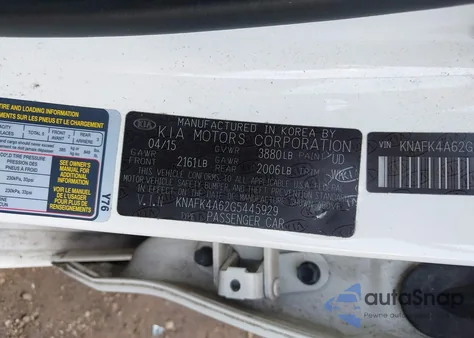 2016 Kia Forte Lx from USA, damaged, VIN KNAFK4A62G5445929